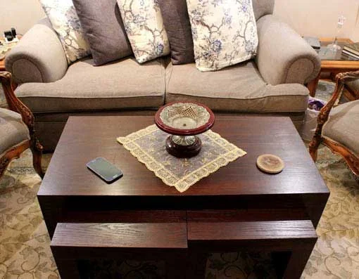 طاولة قهوة متداخلة من خشب الجوز الصلب